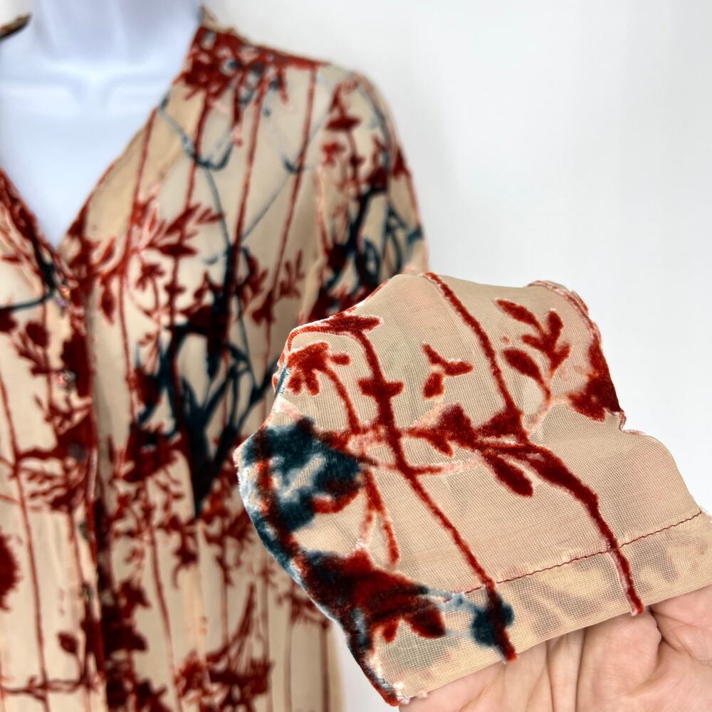 Oilily Vintage Y2K Velvet Burnout Sheer Duster Euro Size 36 (Small) - Picture 4 of 10